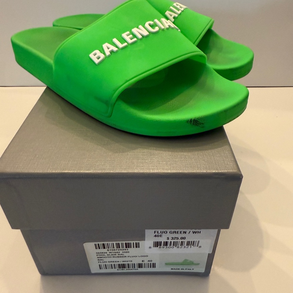 Balenciaga Fluo Green Pool Slides